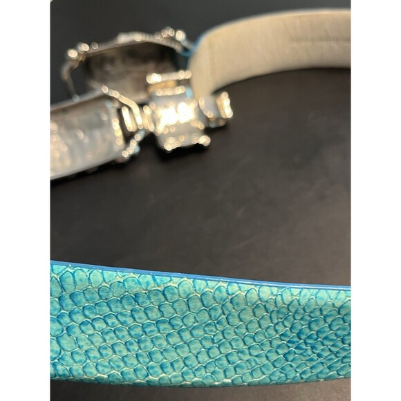 WCM New York Turquoise Silver Black Onyx Italian Leather Belt Southwestern Rodeo main image 5